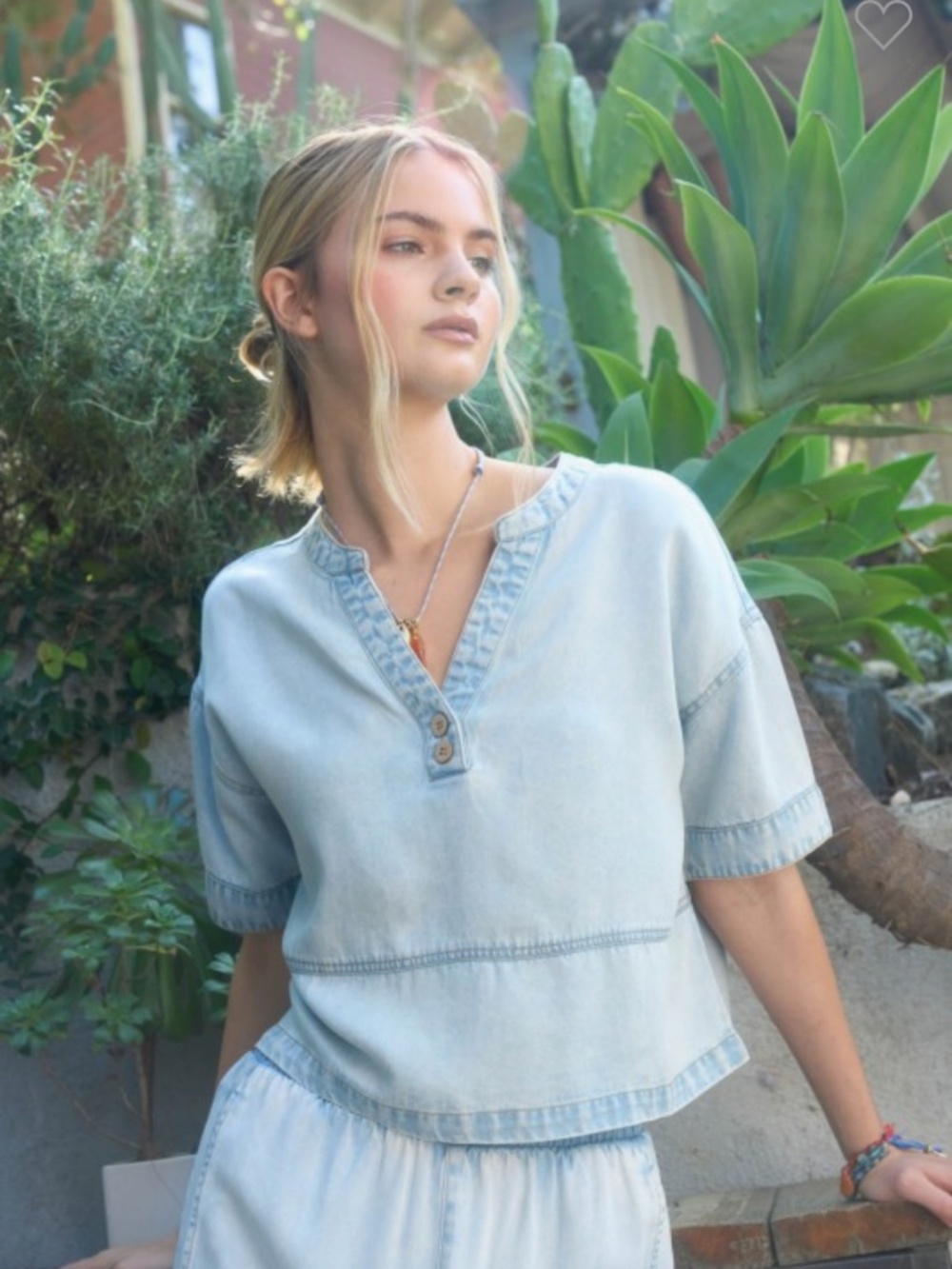 NWT Blu Pepper Light Blue Denim Top